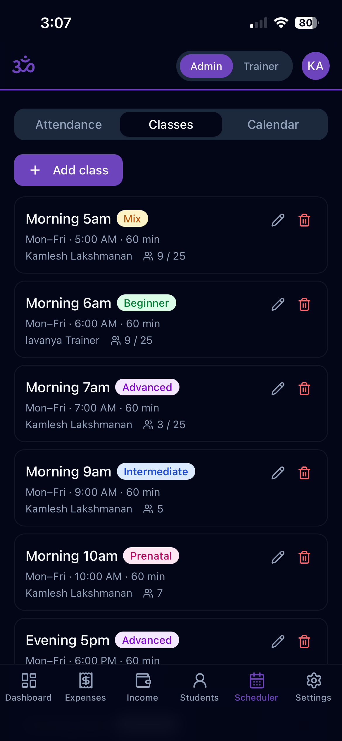 Yoga Studio Manager screen 4